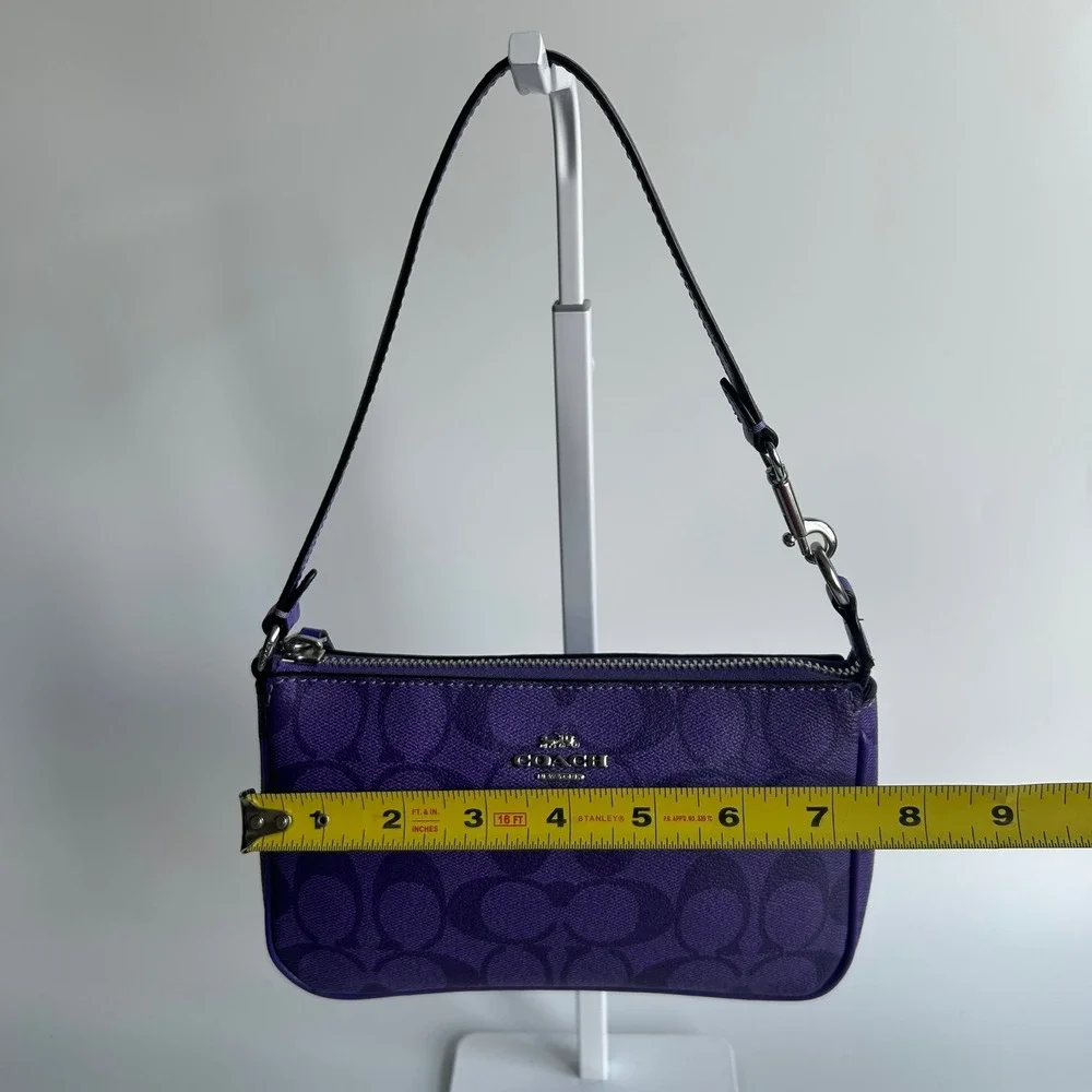 Coach Nolita 19 Purple Signature Canvas Wristlet Handbag C3308